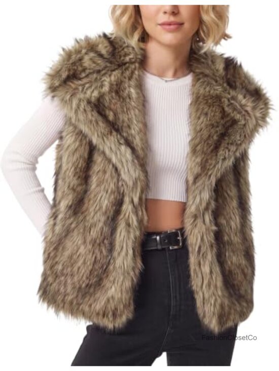 Jackets & Blazers - Faux Fur Vest Sleeveless Shaggy Open Front Warm Outerwear Women
